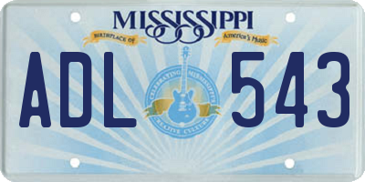 MS license plate ADL543