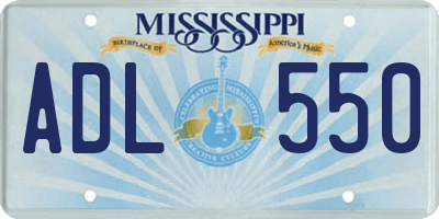 MS license plate ADL550