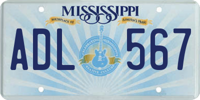 MS license plate ADL567