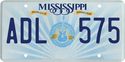 MS license plate ADL575