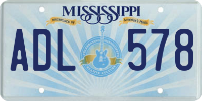 MS license plate ADL578