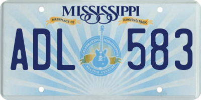 MS license plate ADL583
