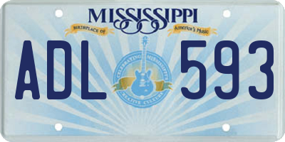 MS license plate ADL593