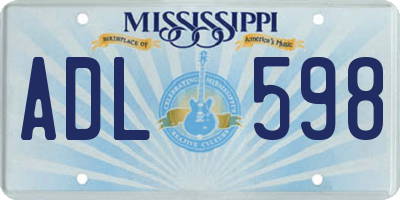 MS license plate ADL598