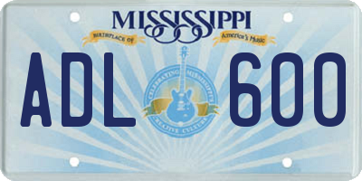 MS license plate ADL600