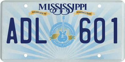 MS license plate ADL601