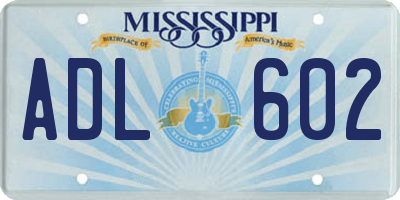 MS license plate ADL602