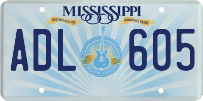 MS license plate ADL605