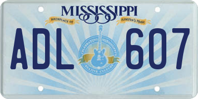 MS license plate ADL607