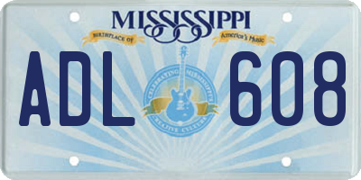MS license plate ADL608