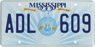 MS license plate ADL609
