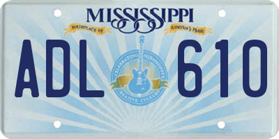 MS license plate ADL610