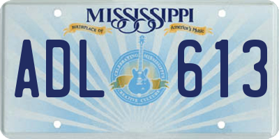 MS license plate ADL613