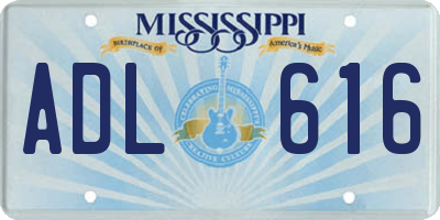 MS license plate ADL616