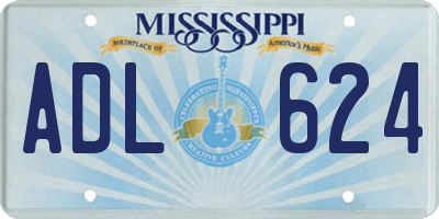 MS license plate ADL624