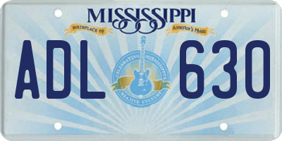 MS license plate ADL630