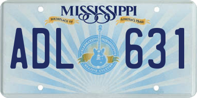 MS license plate ADL631
