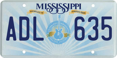 MS license plate ADL635