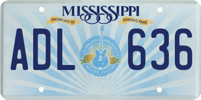 MS license plate ADL636