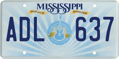 MS license plate ADL637