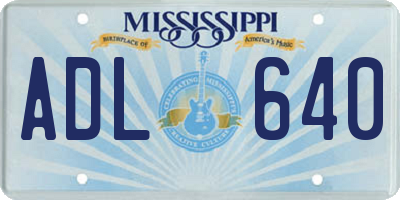 MS license plate ADL640