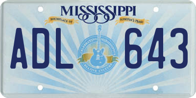 MS license plate ADL643