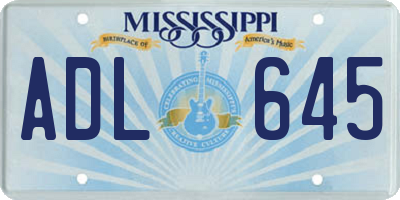 MS license plate ADL645