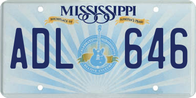 MS license plate ADL646