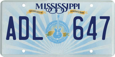 MS license plate ADL647