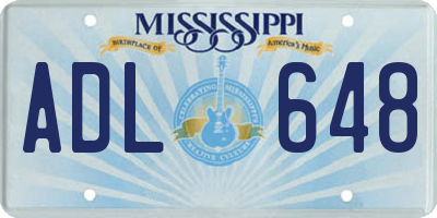 MS license plate ADL648