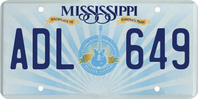 MS license plate ADL649