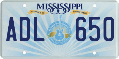 MS license plate ADL650