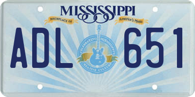 MS license plate ADL651