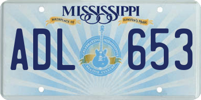 MS license plate ADL653