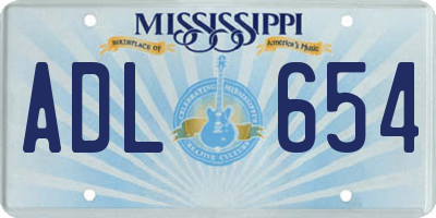 MS license plate ADL654