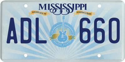 MS license plate ADL660