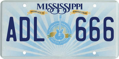 MS license plate ADL666