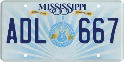 MS license plate ADL667