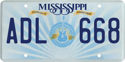 MS license plate ADL668