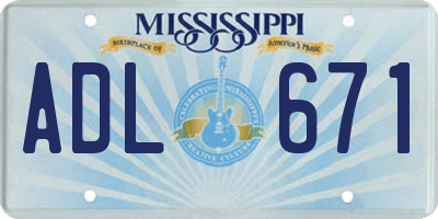 MS license plate ADL671