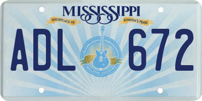 MS license plate ADL672