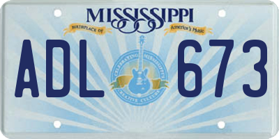 MS license plate ADL673