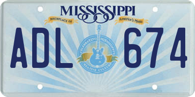 MS license plate ADL674