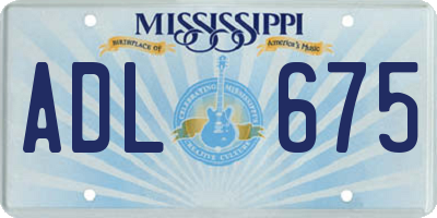 MS license plate ADL675