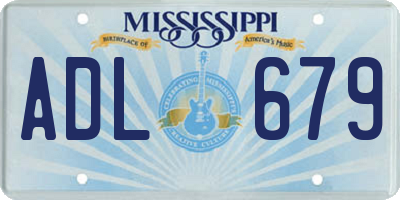 MS license plate ADL679