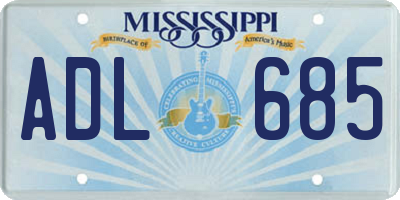 MS license plate ADL685