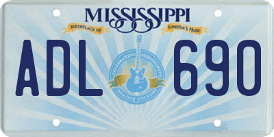 MS license plate ADL690
