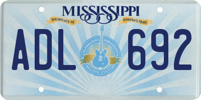 MS license plate ADL692