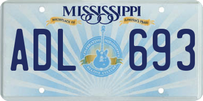MS license plate ADL693
