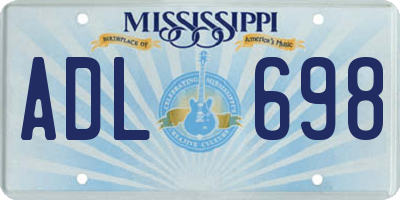 MS license plate ADL698